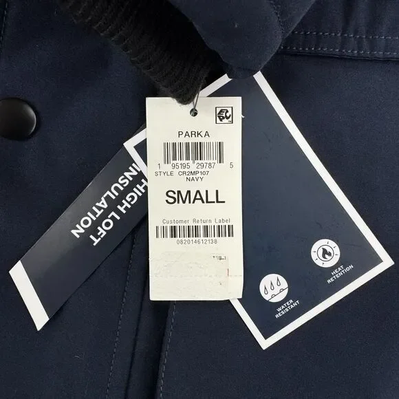 Club Room Mens Removable Faux Fur Hood Ultra Loft Parka Jacket Navy Blue S - Picture 3 of 6